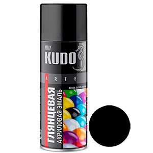 KUDO Краска акриловая RAL 9005 черная высокоглянцевая, 0,52л, арт. KU-А9005 KUDO Краска акриловая RAL 9005 черная высокоглянцевая, 0,52л, арт. KU-А9005