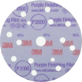 3М Абразивные круги для полир. Р2000 Hookit 260L+ Purple 15 отв., D150 мм, на плён.основе, арт.51304