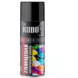 KUDO Краска акриловая RAL 9003 белая высокоглянцевая, 0,52л, арт. KU-А9003